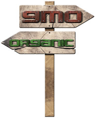 GMO and Organic - Wooden Directional Signs
