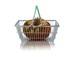 Organic asacardo tomato in wired supermat basket