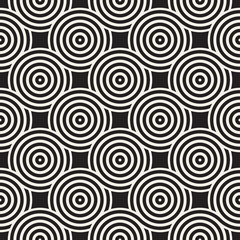 Vector seamless geometric pattern composed with circles and lines. Modern stylish rounded stripes texture. Repeating abstract background