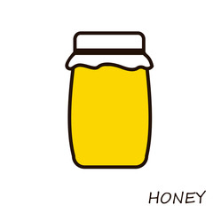 Honey jar. Flat line Icon syrup or jam.