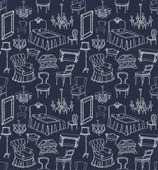 set of classic furniture - dark blue