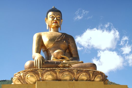 Buddha Dordenma statue on blue sky background, Giant Buddha, Thimphu, Bhutan