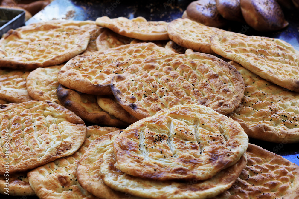 Wall mural Fresh baked flatbread