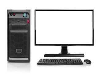 Modern desktop PC computer isolated.