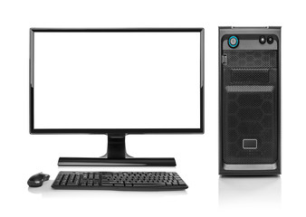 Modern desktop PC computer isolated.