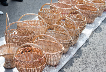 Wicker basket on market