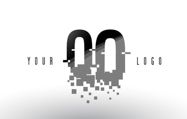 QO Q O Pixel Letter Logo with Digital Shattered Black Squares