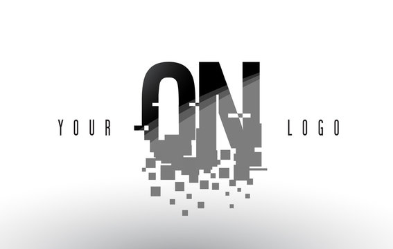 QN Q N Pixel Letter Logo with Digital Shattered Black Squares
