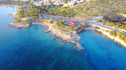 Aerial drone photo of lake Vouliagmenis, Attica, Greece