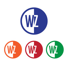 WZ initial circle half logo blue,red,orange and green color
