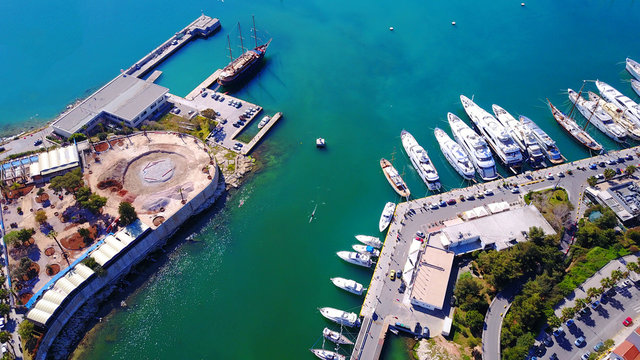 Aerial drone photo of Marina Zeas in Peiraeus, Attica, Greece