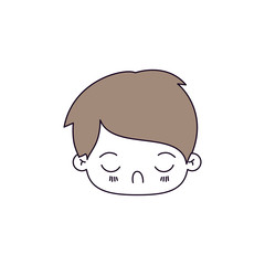 silhouette color sections of facial expression tired kawaii little boy with hair light brown vector illustration