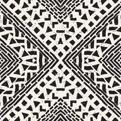 Gordijnen Hand getrokken geschilderd naadloos patroon. Vector tribal ontwerp achtergrond. Etnische motief. Geometrische etnische streep lijnen illustratie. Voor kunstafdrukken, textiel, behang, inpakpapier. © Samolevsky