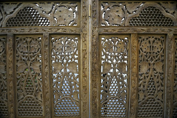 Wooden carved screen near the wall