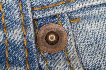 Jeans pocket with elements closeup