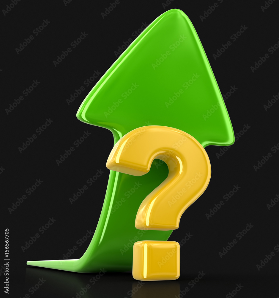 Poster question sign with arrow up. image with clipping path