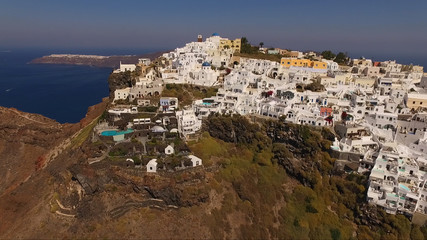 Fototapeta na wymiar Aerial drone photo of Santorini volcanic island, Cyclades, Greece