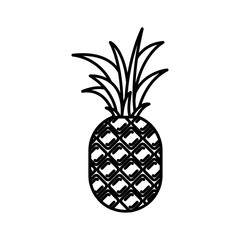 black silhouette with pineapple fruit vector illustration