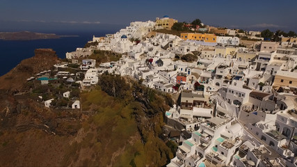 Aerial drone photo of Santorini volcanic island, Cyclades, Greece