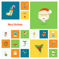Fototapeta premium Christmas and Winter Icons Collection