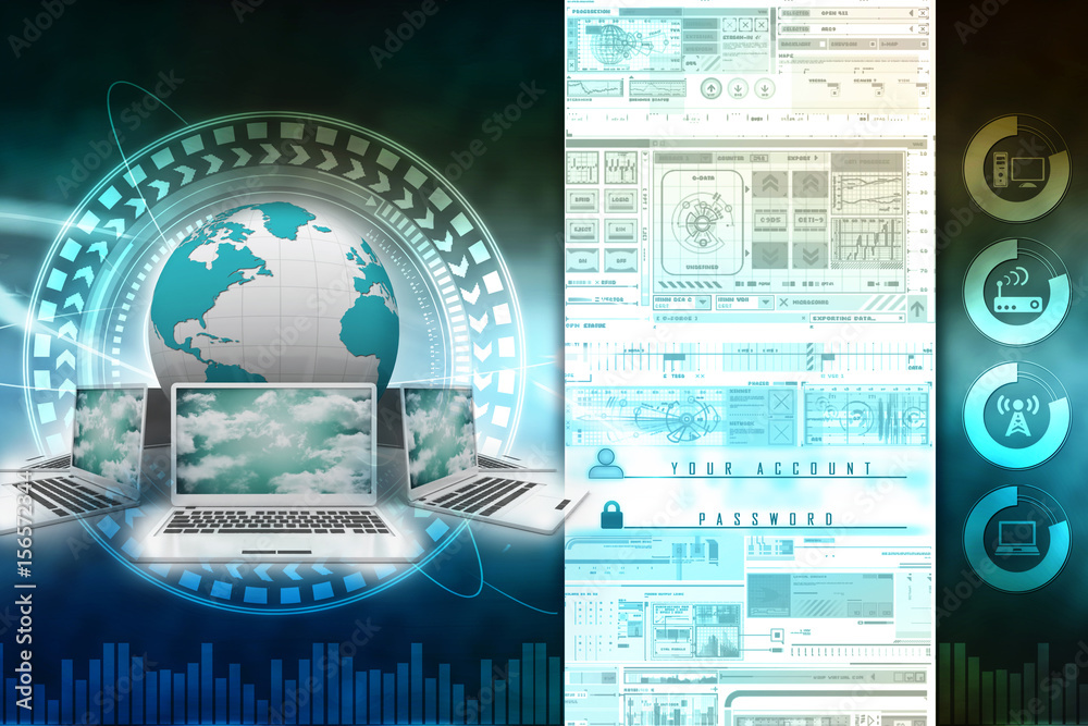 Poster 3d rendering technology computer network