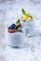 chia seed pudding with fresh fruits