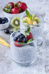 chia seed pudding with fresh fruits