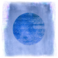 blauer gemalter Hintergrund mit kreisrundem Textfreiraum