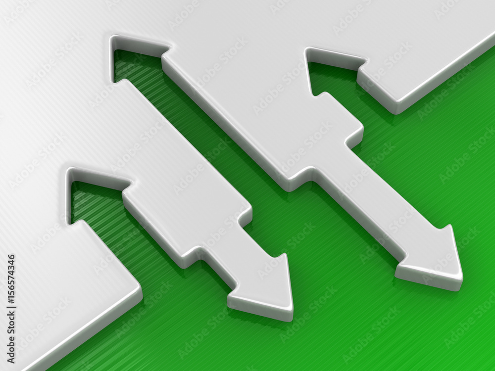Poster 3d image of arrows in different directions. image with clipping path