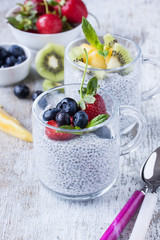 chia seed pudding with fresh fruits