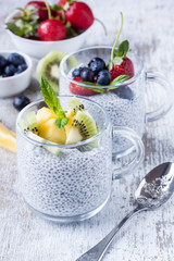 chia seed pudding with fresh fruits