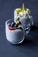 chia seed pudding with fresh fruits