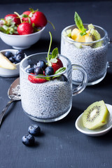 chia seed pudding with fresh fruits