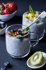 chia seed pudding with fresh fruits