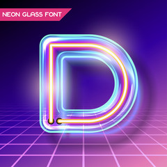 Fototapeta premium Retro glass neon font