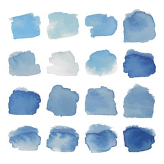 Gray-blue blots watercolor set