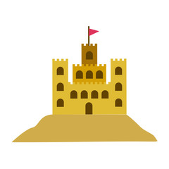 color silhouette with sand castle vector illustration