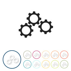 Bunte 3D Buttons - Zahnräder