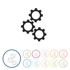 Bunte 3D Buttons - Zahnräder Teamwork