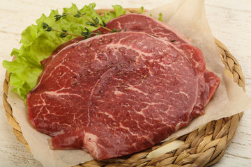 Raw beef schnitzel