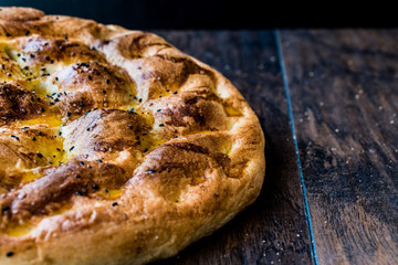 Turkish Ramadan Pita or Ramazan Pidesi. (Pide)