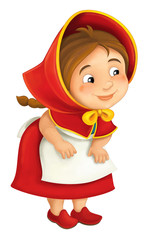 cartoon little girl standing and looking illustration for children