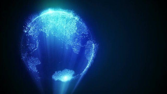 Abstract earth planet with binary code background loop animation