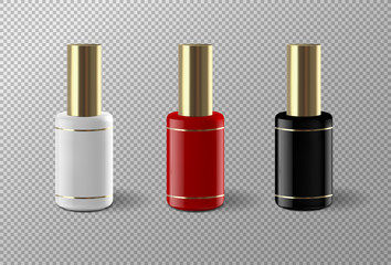 Set of realistic vector nail polish package