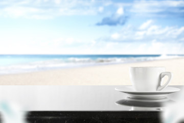 desk of free space and sea 