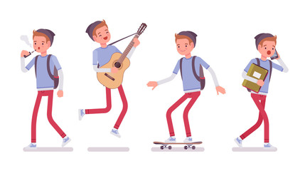 Teenager boy in different situations
