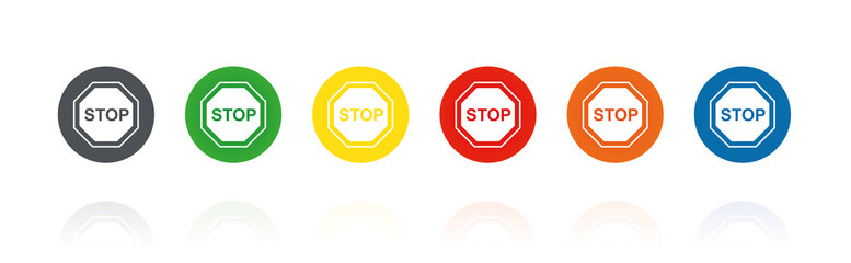 Stop Anhalten - Farbige Buttons