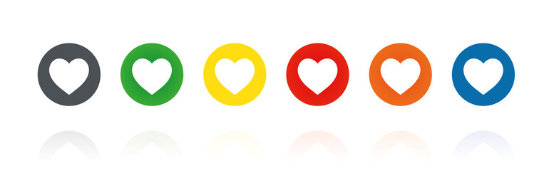  Herz - Like- Farbige Buttons