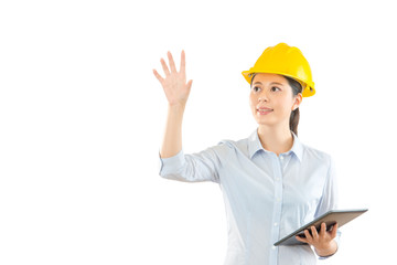 house engineering designer using digital tablet