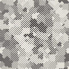 Modern Halftone Texture. Endless Abstract Background With Random Size Squares. Vector Seamless Chaotic Squares Mosaic Pattern.